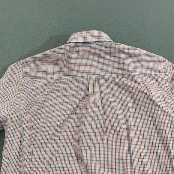 Peter Millar Button Down Shirt Mens Medium Cotton Tattersall Plaid Long Sleeve - Picture 14 of 16